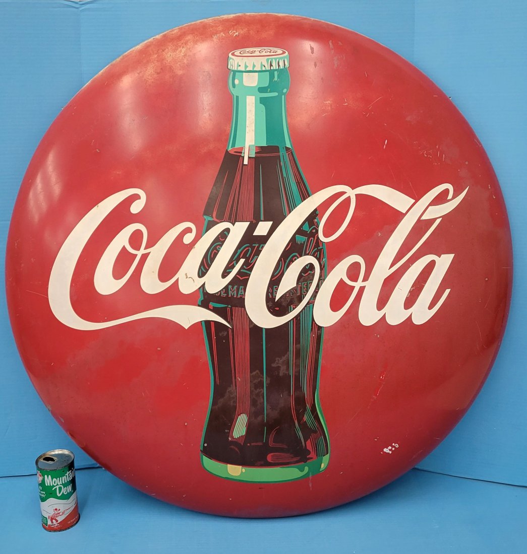 36" Metal Coca Cola Button With Bottle (1 of 3)