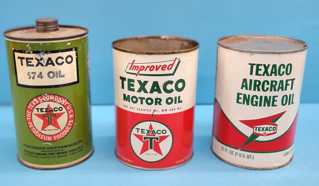 Texaco 574 Oil, Aircraft, Motor Oil Cans (1 of 2)