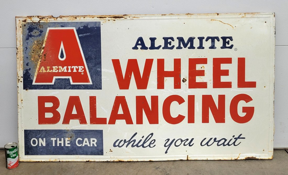 Alemite Wheel Balancing Embossed Metal Sign (1 of 3)