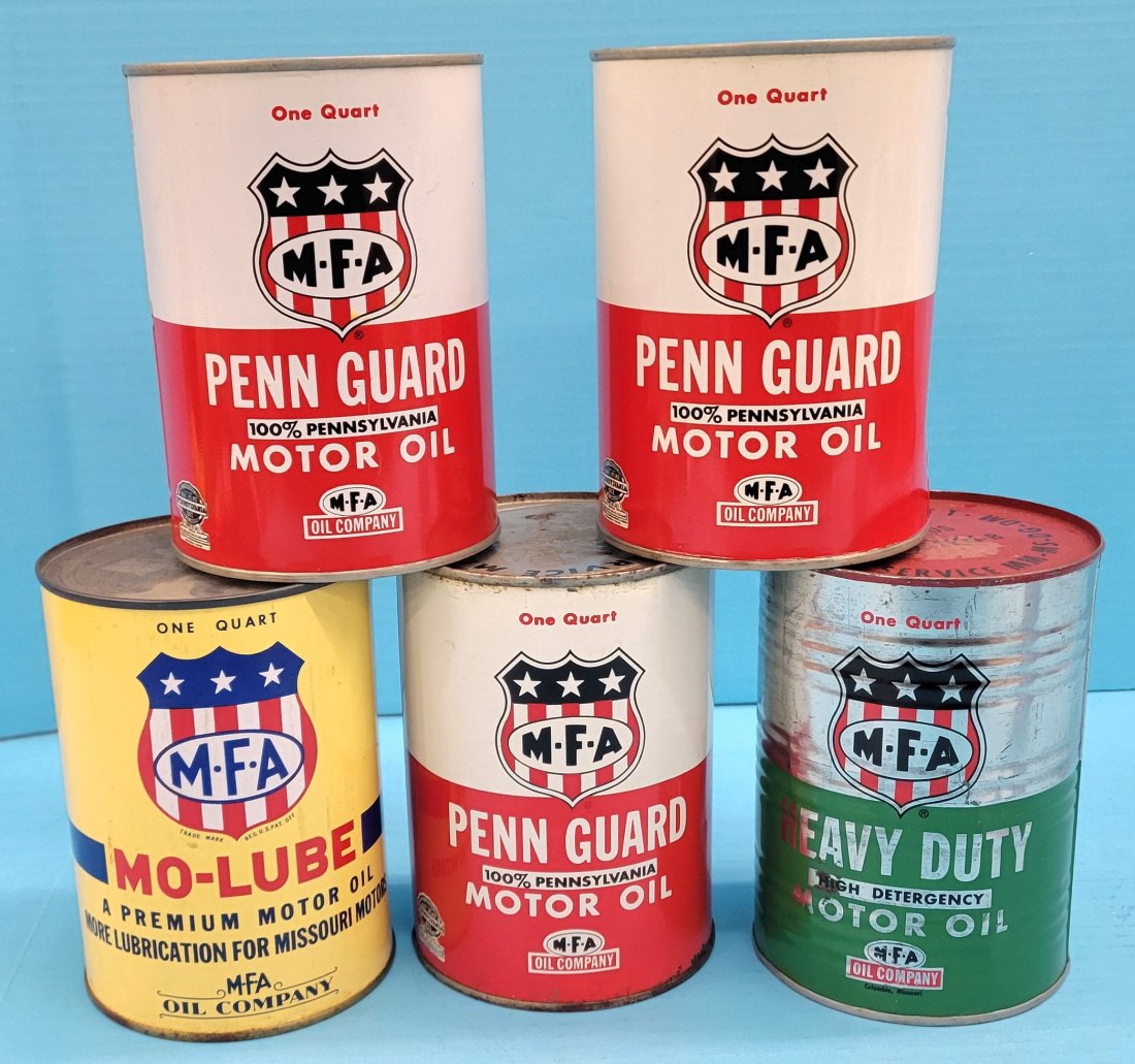 Lot of 5 MFA Motor Oil Quart Cans (1 of 2)