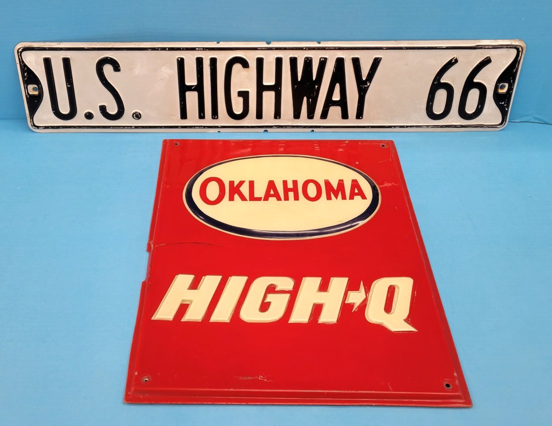 Oklahoma High-Q & Highway 66 embossed signs (1 of 4)