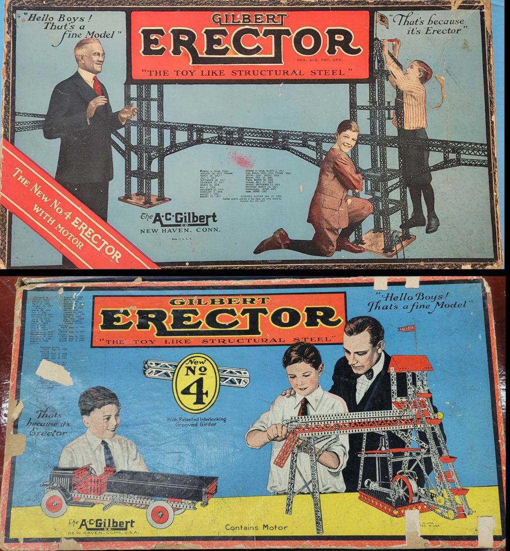Two 1920's Gilbert Erector New No. 4 with Motor Sets (1 of 4)
