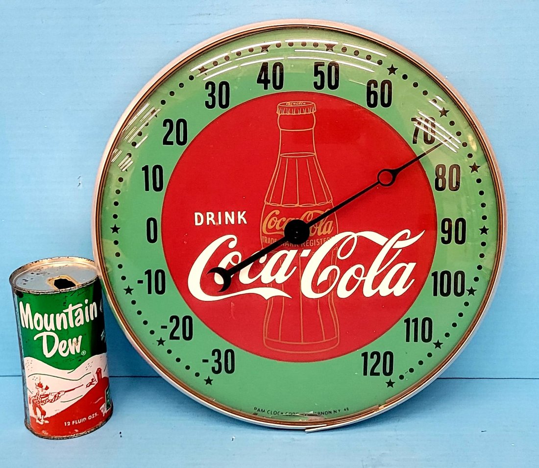 Scarce Coca Cola Double Sided Round Thermometer with Kimber Chiks (1 of 3)