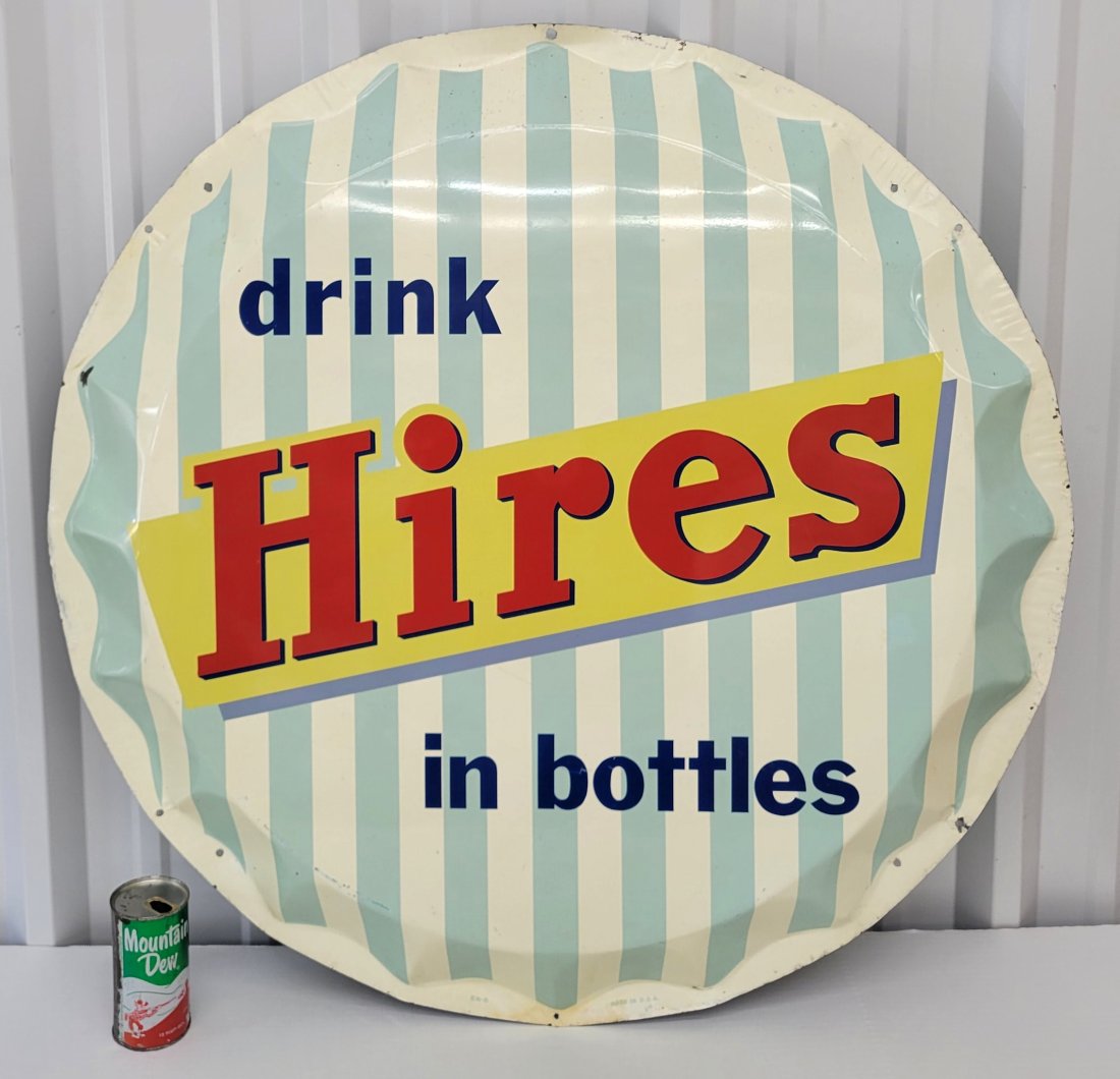 Drink Hires Root Beer Die Cut Bottle Cap Sign (1 of 4)