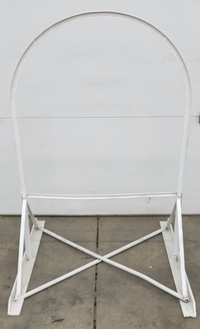 Iron sidewalk sign stand for tombstone signs (1 of 1)