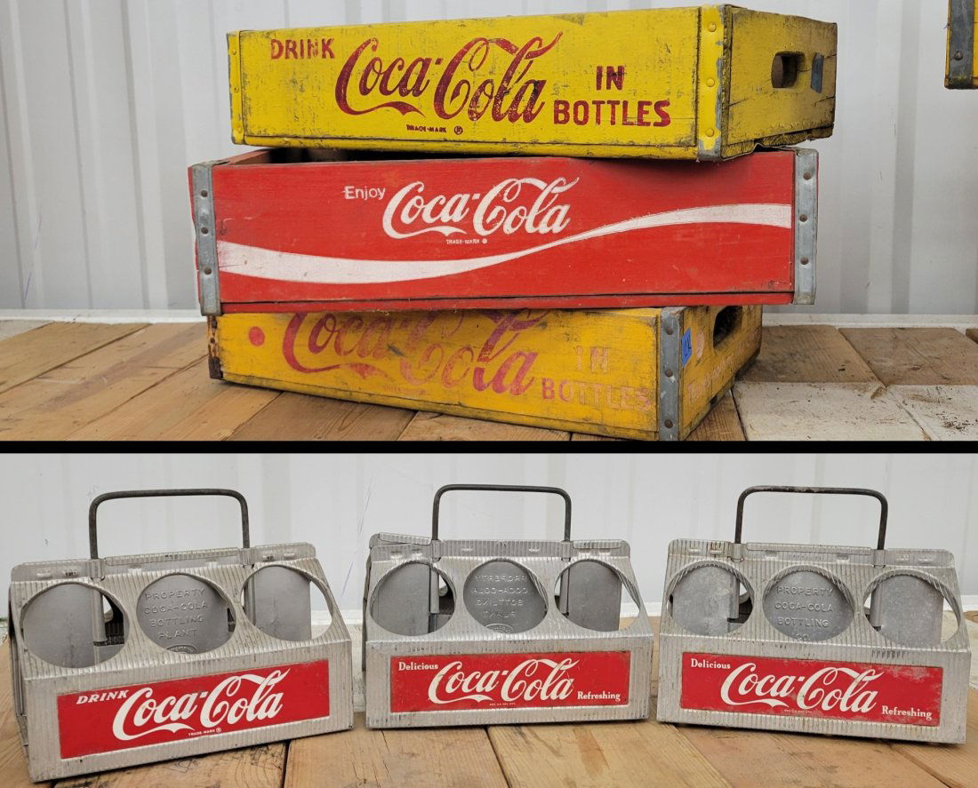 Coca Cola wood crates and aluminum 6 pack carriers lot (1 of 3)