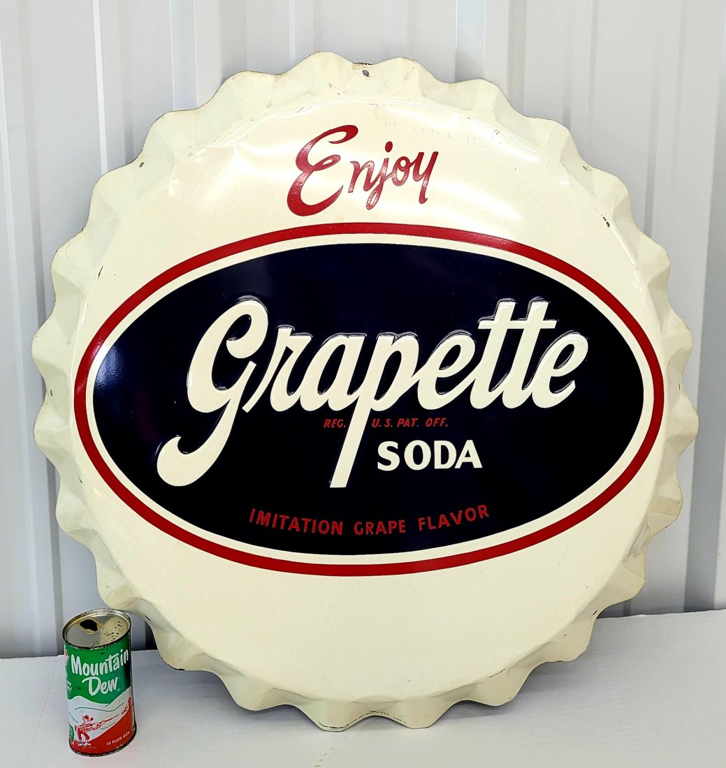 Enjoy Grapette Embossed Bottle Cap Sign (1 of 4)
