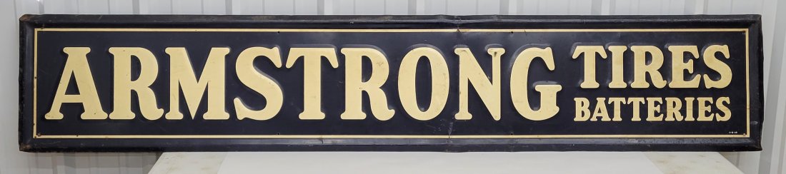 8ft  Armstrong Tires Batteries Embossed Tin Sign (1 of 5)