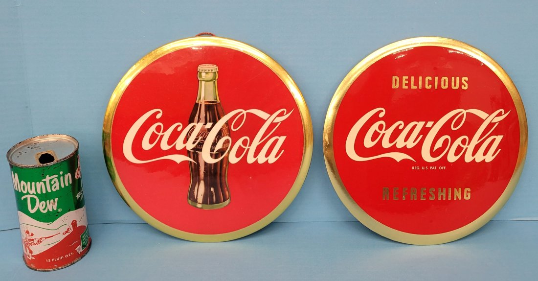 Pair of Coca Coca Celluloid Button Signs (1 of 2)