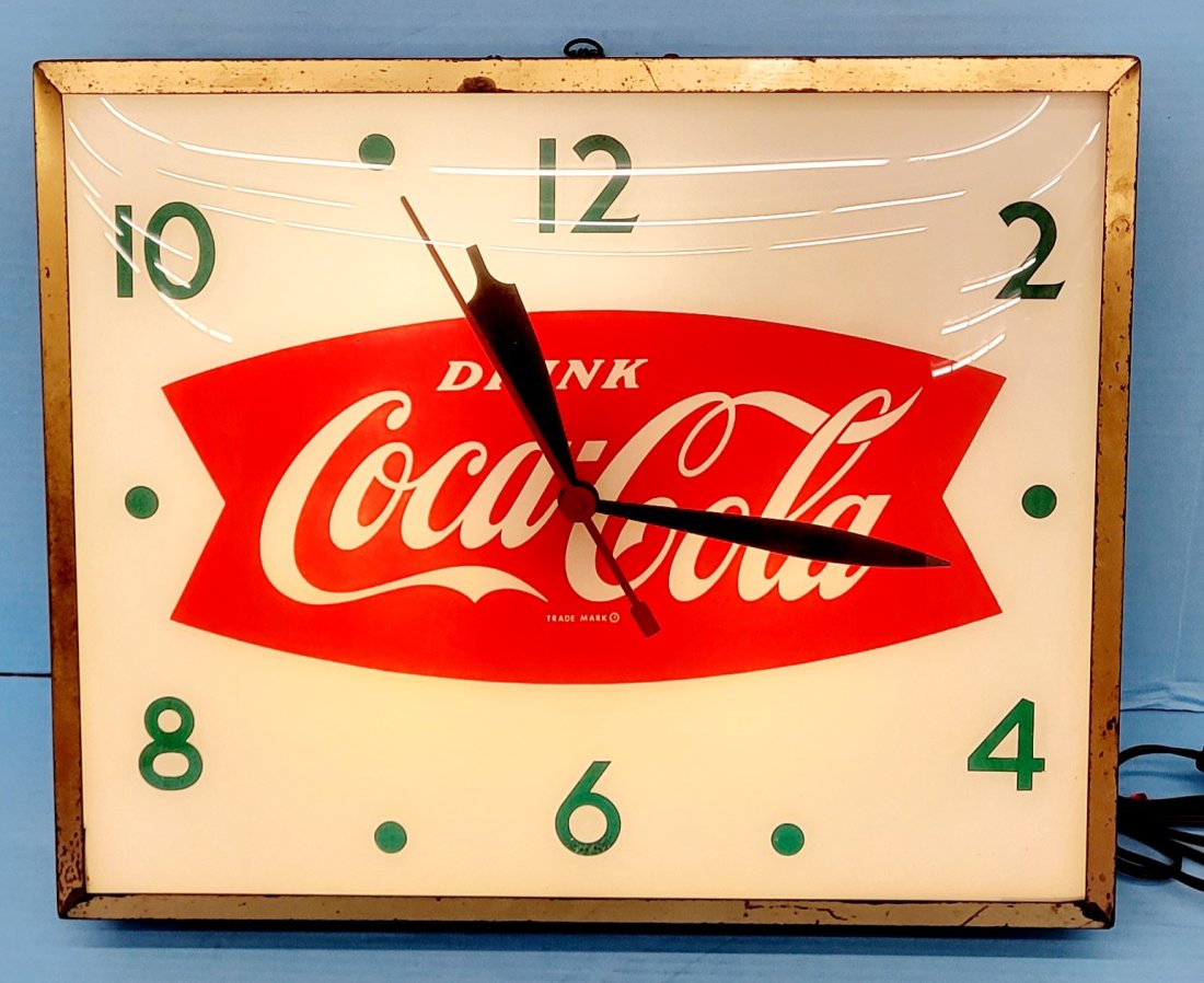 Drink Coca Cola Fishtail Light Up Clock Rectangle (1 of 3)
