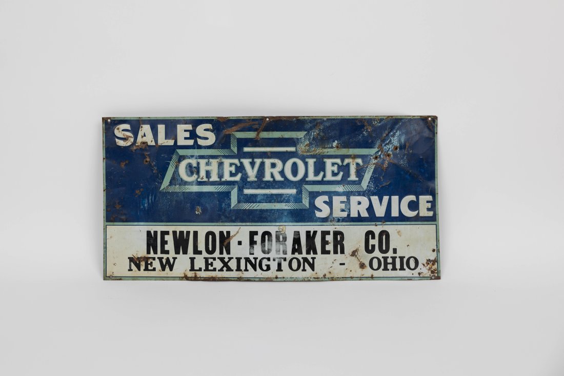 Chevrolet Sales Service embossed tin sign (1 of 2)