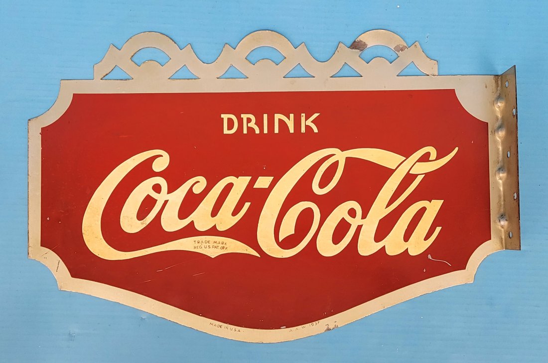 1937 Drink Coca Cola Flange Sign (1 of 3)