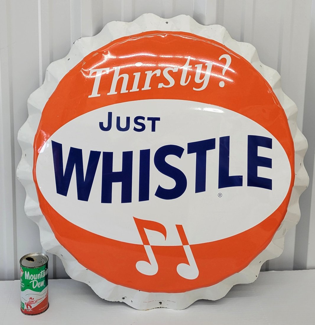 Thirsty? Just Whistle Die Cut Bottle Cap Sign (1 of 3)