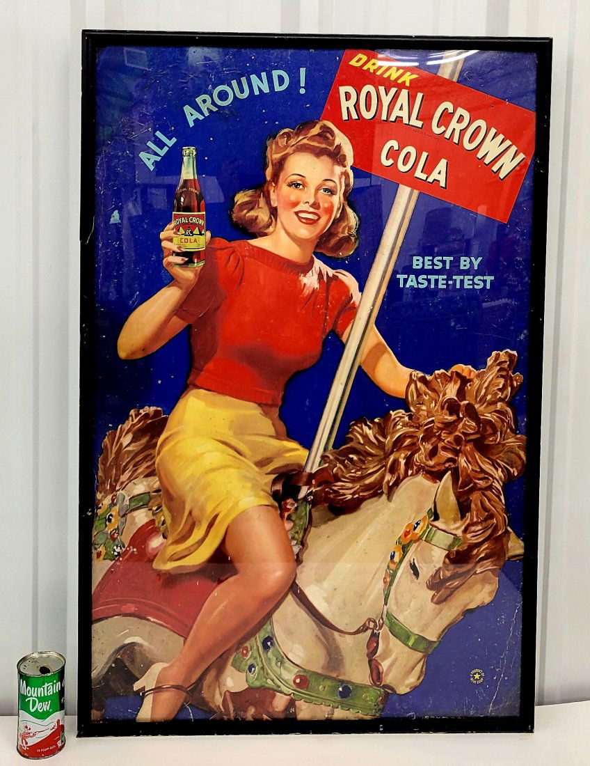 Drink Royal Crown Cola Cardboard Sign With Carousel Girl (1 of 3)