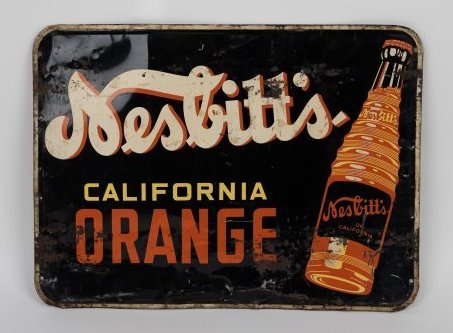 Nesbitt's California Orange Tin Sign With Bottle (1 of 2)