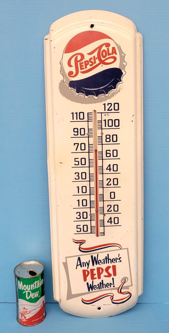 1951  Pepsi Cola thermometer Any Weather's Pepsi Weather! (1 of 2)