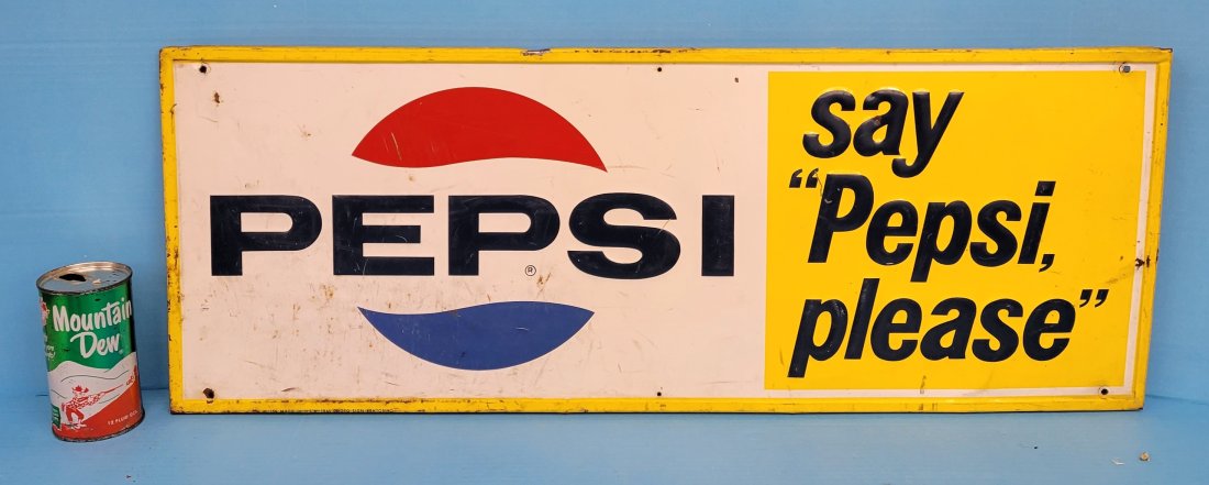 1965  Pepsi say Pepsi please embossed sign (1 of 3)