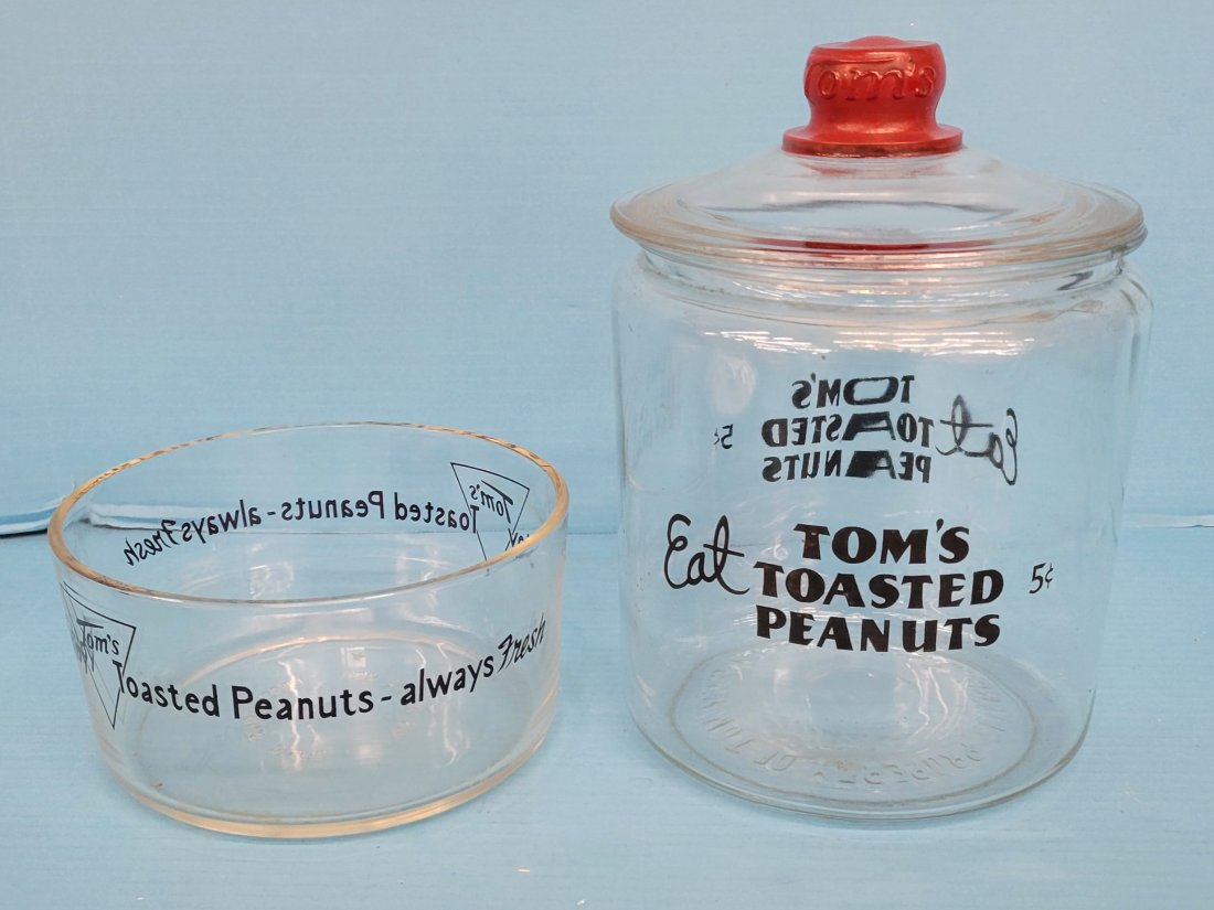 Tom's Toasted Peanut Jar and Glass Bowl (1 of 5)