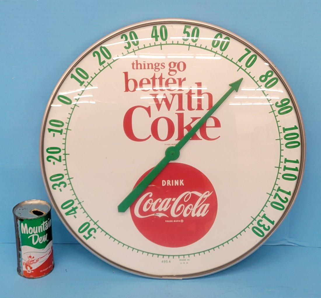 Large 18"  things go better with Coke round thermometer (1 of 3)