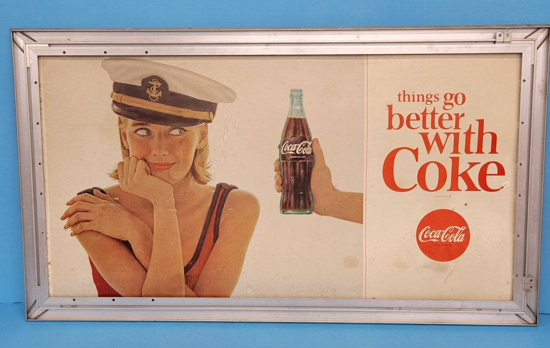 things go better with Coke Double sided  cardboard sign with frame (1 of 4)