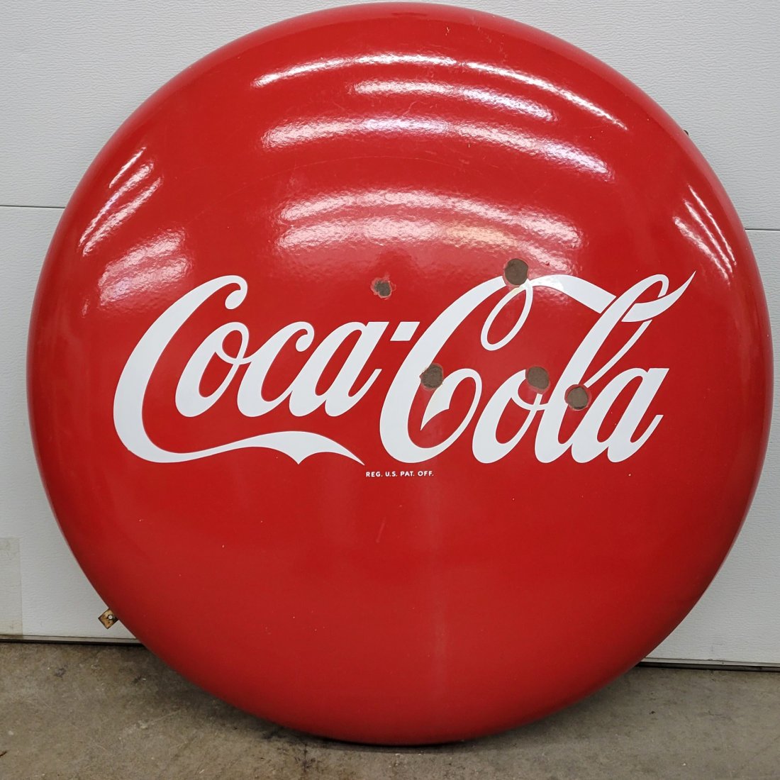36" Porcelain Coca Cola Button Sign (1 of 2)