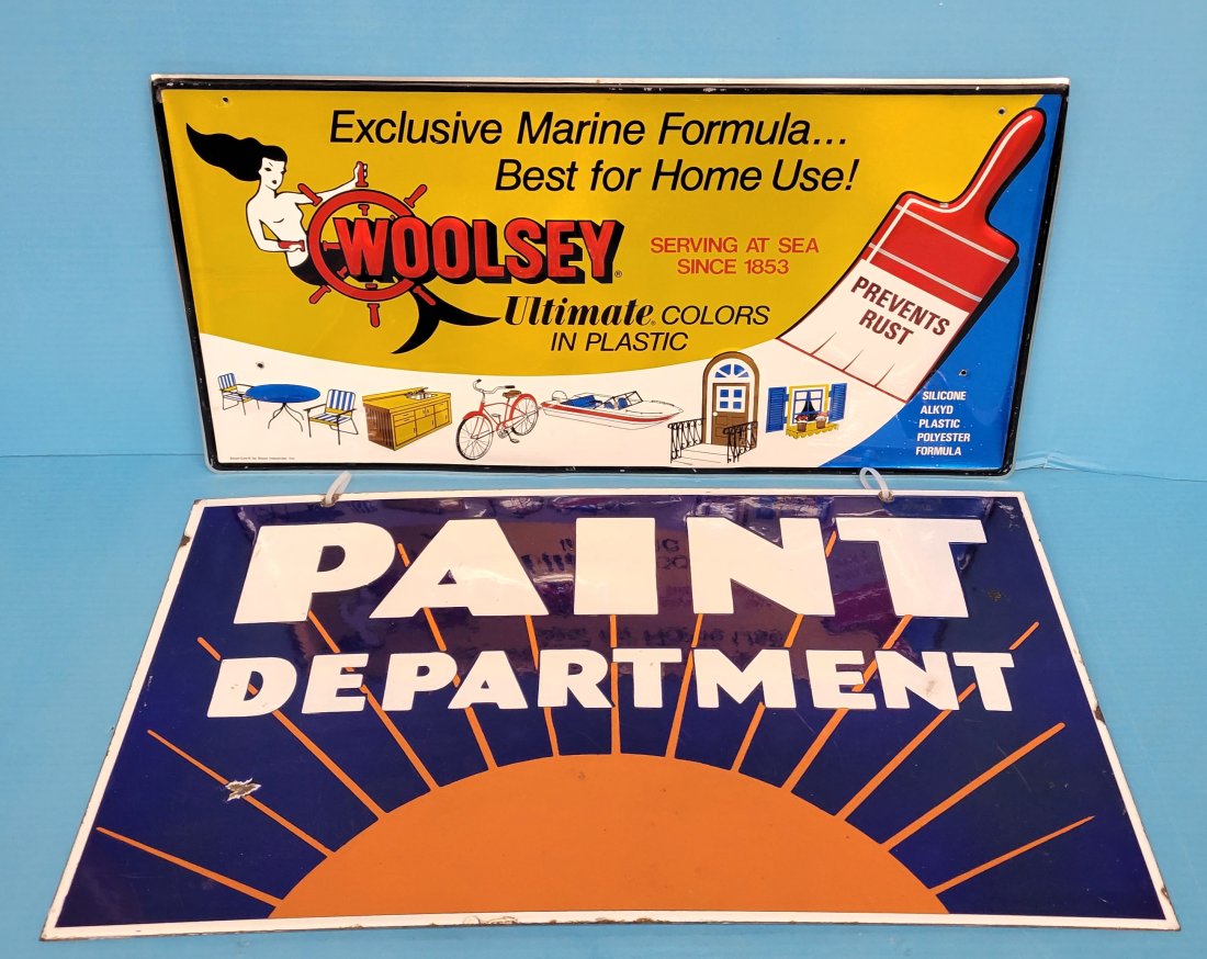 Porcelain Paint Department & Woolsey embossed sign (1 of 5)