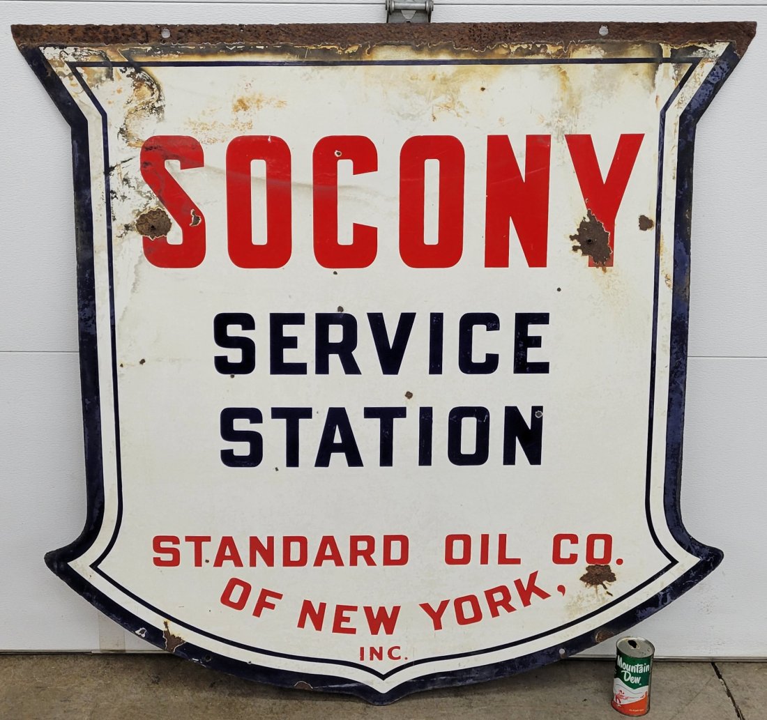 1931 Socony Service Station Double Sided Porcelain Sign (1 of 5)