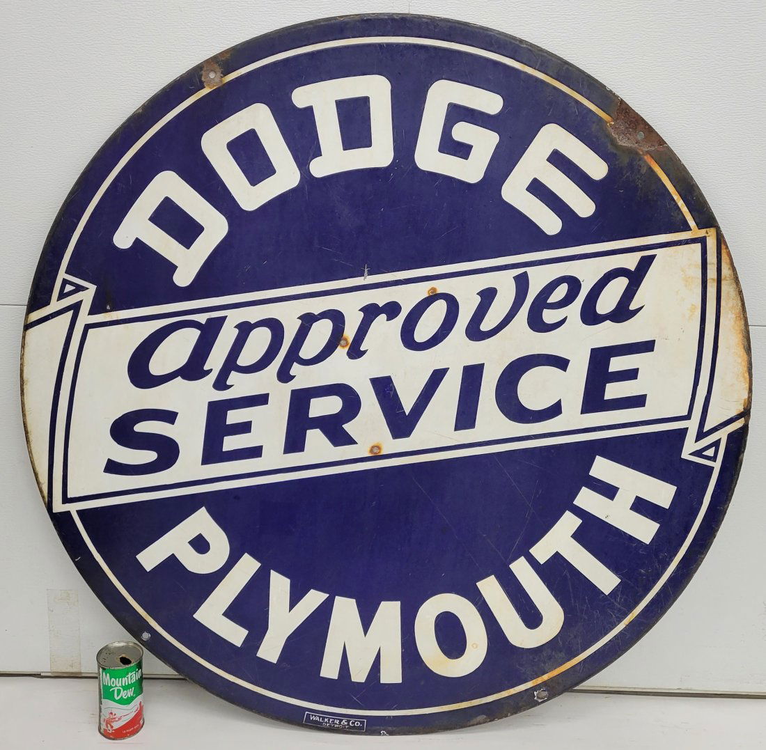 Dodge Plymouth Approved Service 42" Double Sided Porcelain Sign (1 of 6)