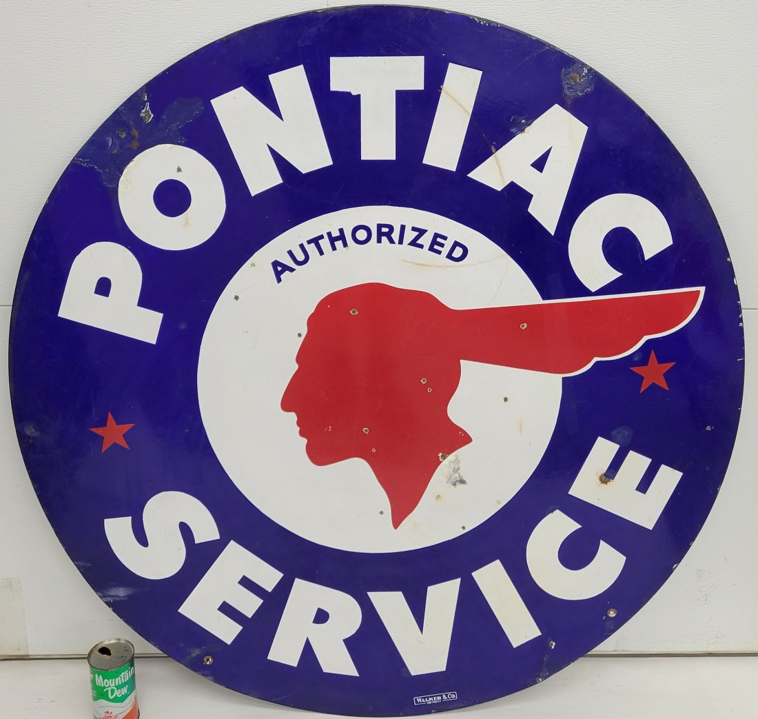 Pontiac Service 42" Double Sided Porcelain Sign (1 of 8)