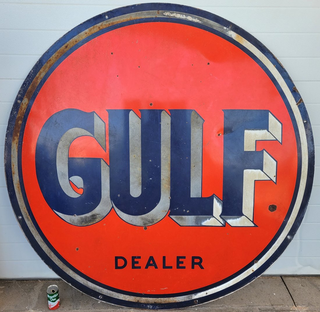 Gulf 66" Double Sided Porcelain Sign (1 of 3)