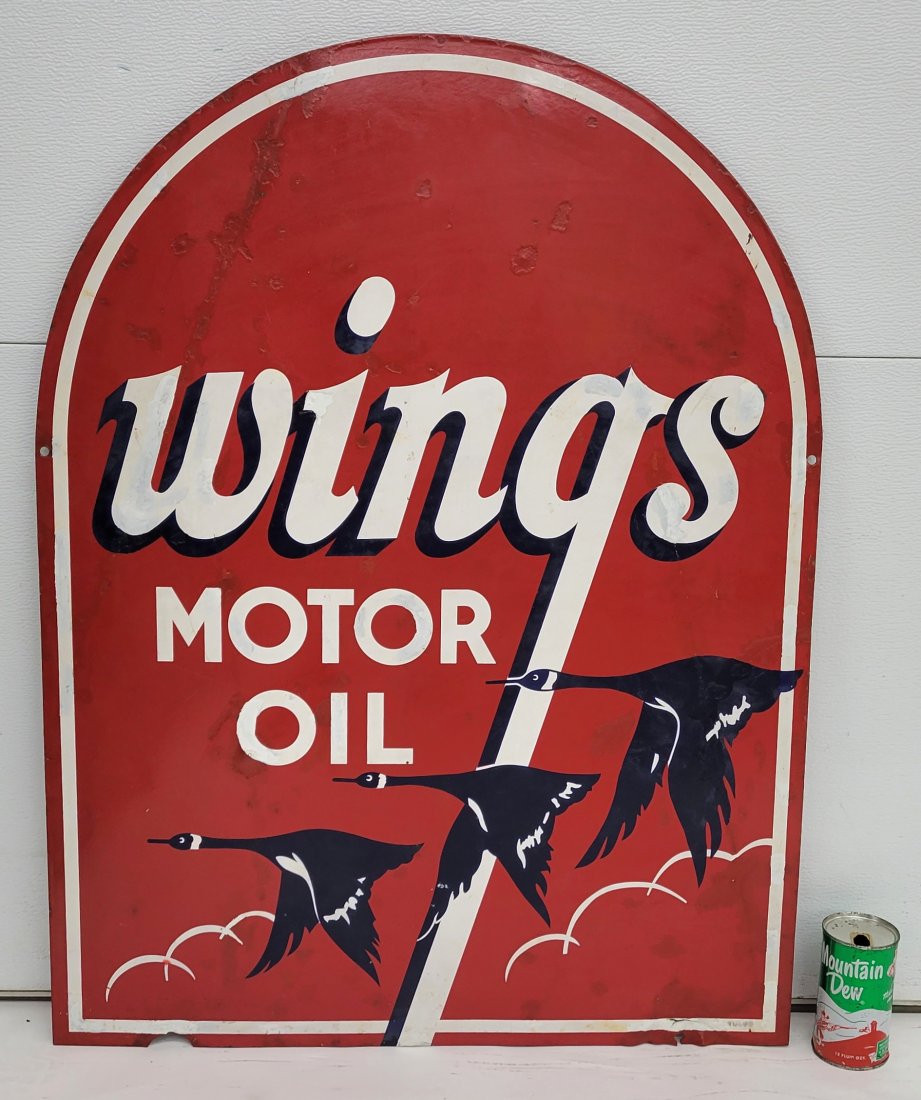 Scarce Wings Motor Oil Double Sided Porcelain Sign (1 of 7)