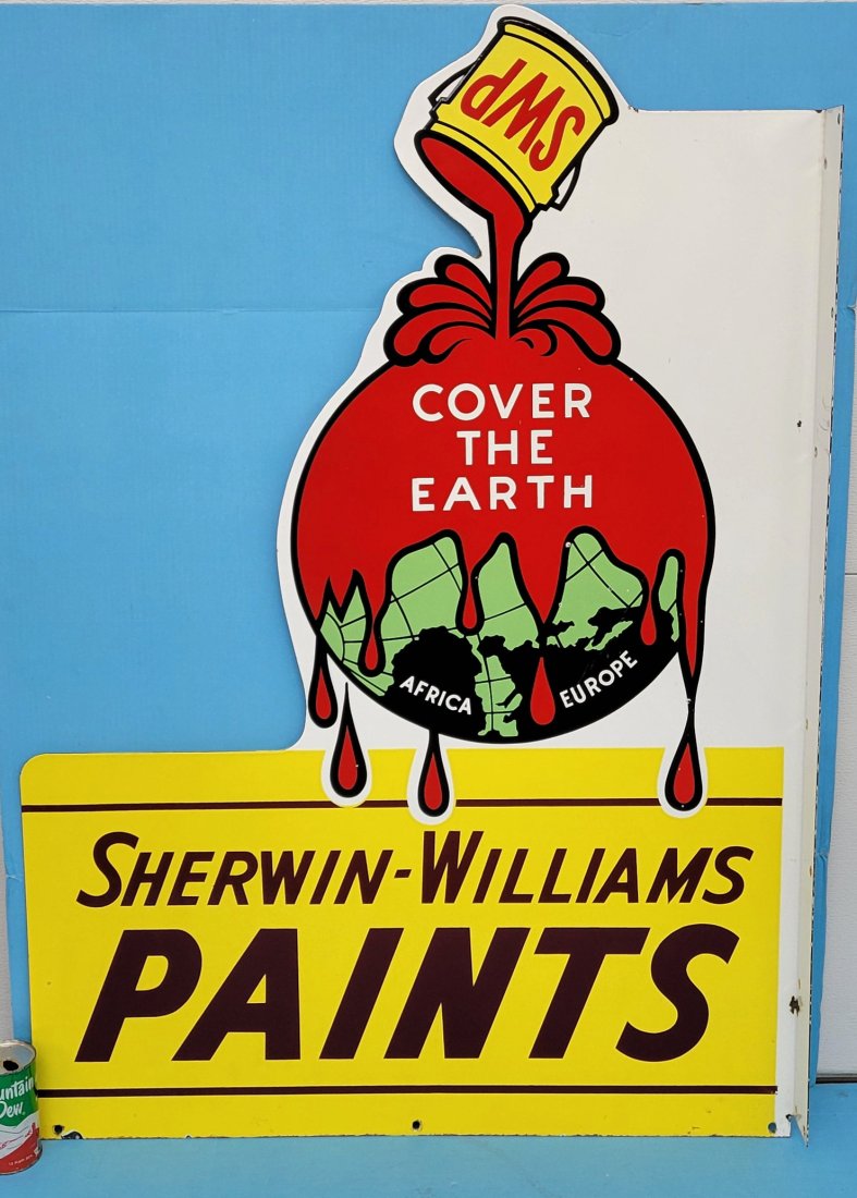 Sherwin Williams Paints Double Sided Porcelain Flange Sign (1 of 3)