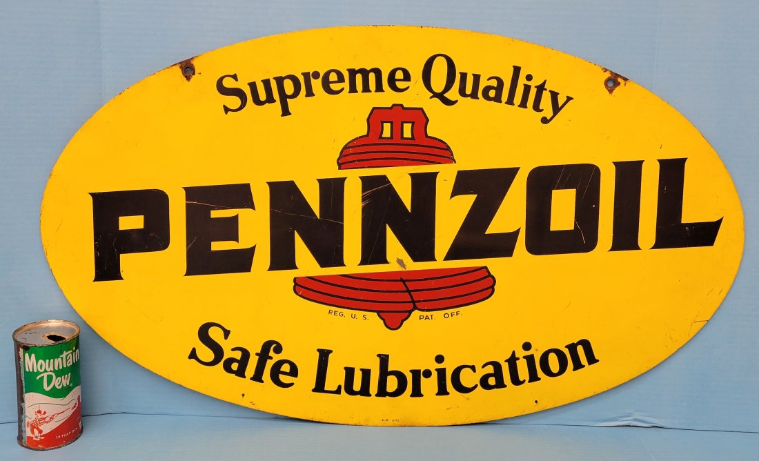 Pennzoil Safe Lubrication Double Sided Oval Sign (1 of 3)
