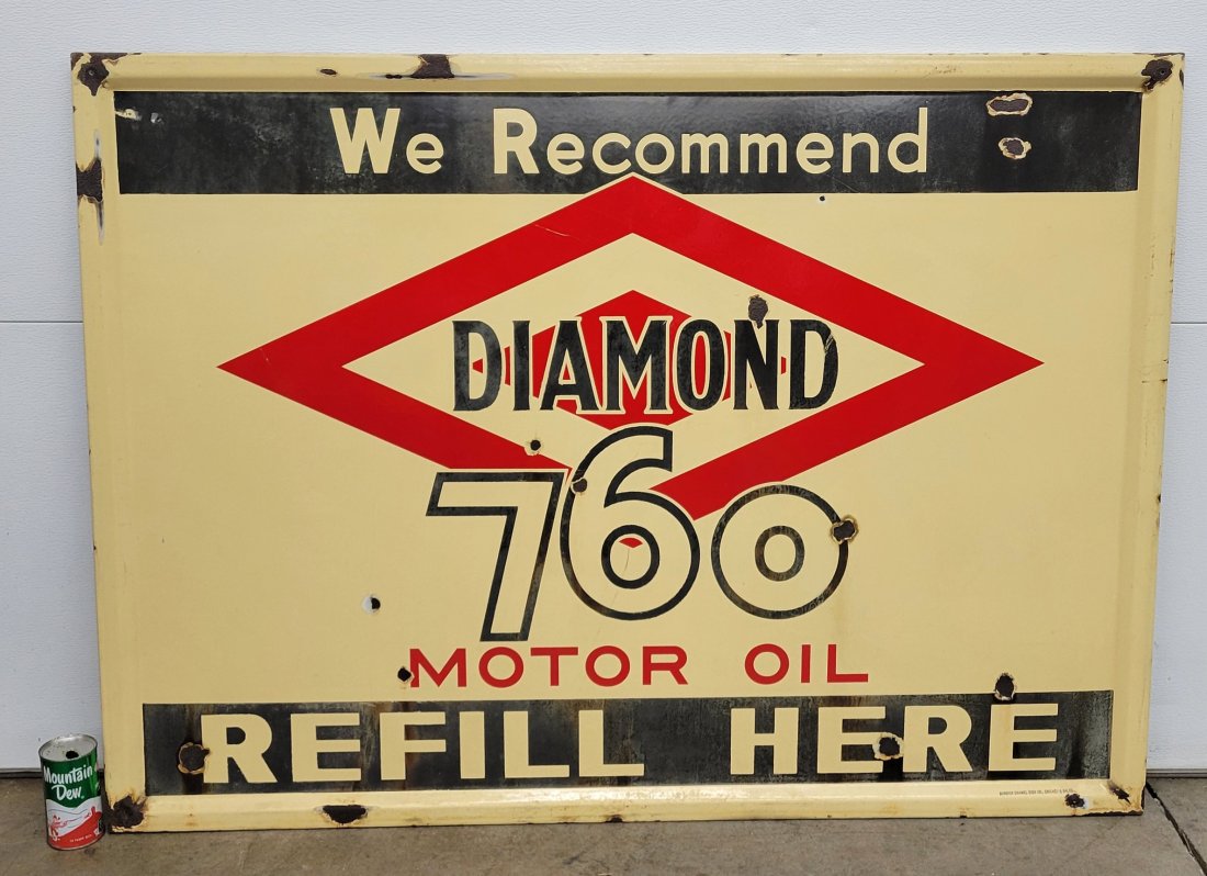 Diamond 760 Motor Oil Single Sided Porcelain Sign (1 of 4)
