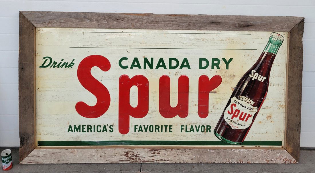 Drink Spur Canada Dry Framed Embossed Tin Sign (1 of 4)