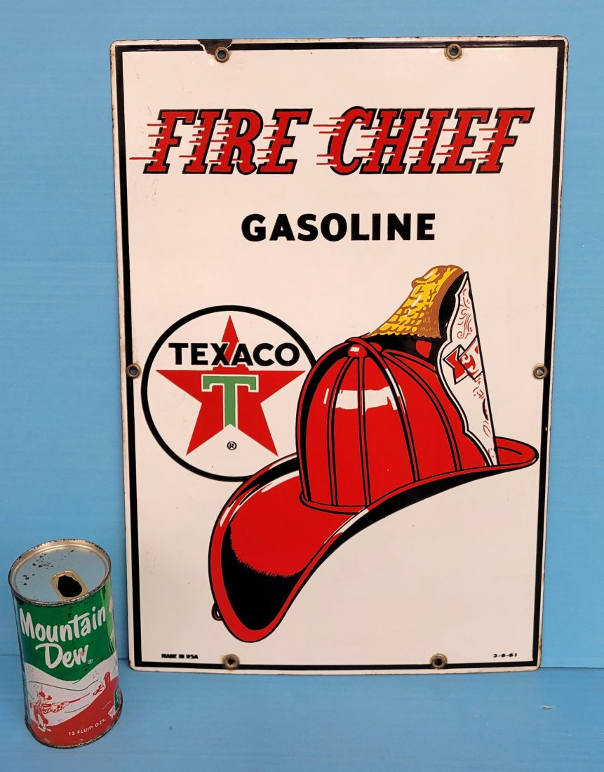 Texaco Fire Chief Gasoline Porcelain Gas Pump Plate (1 of 4)