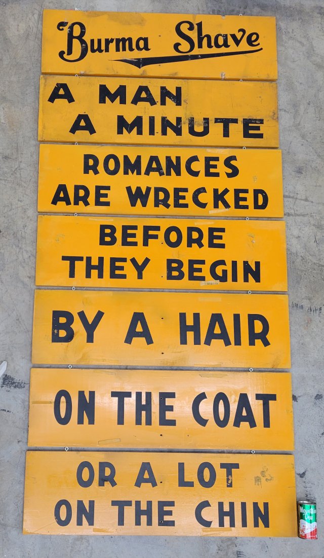 Burma Shave 7 Panel Double Sided Wood Roadside Sign (1 of 2)
