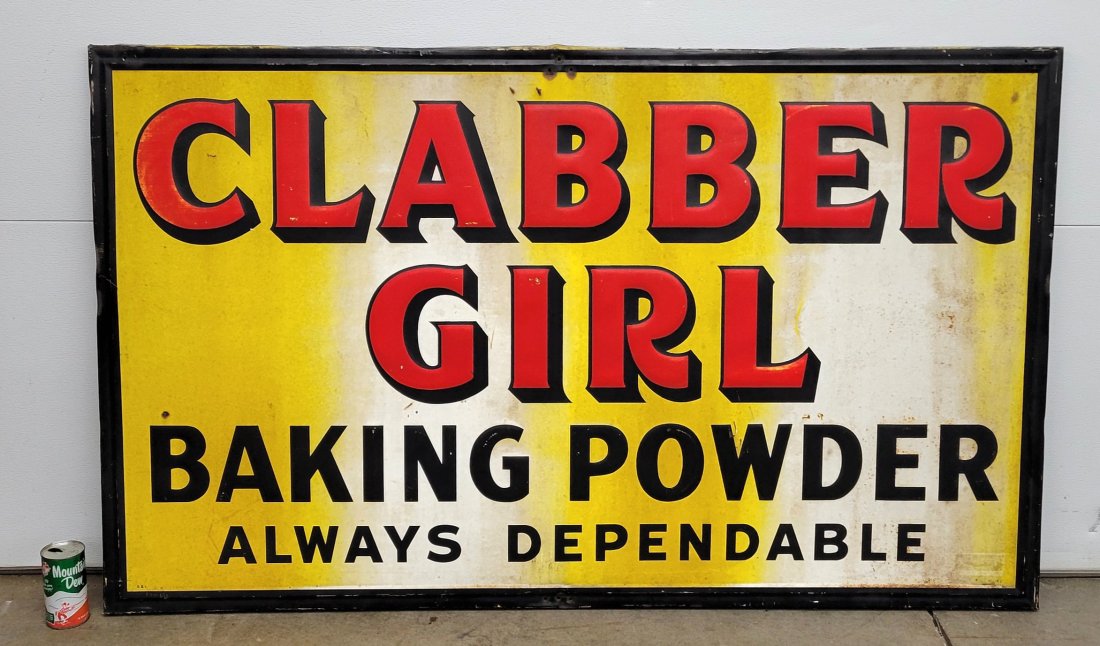 Large Clabber Girl Baking Powder Embossed Sign (1 of 2)