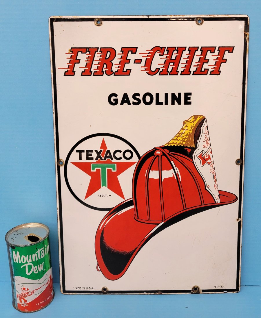 Texaco Fire Chief porcelain gas pump plate sign (1 of 2)