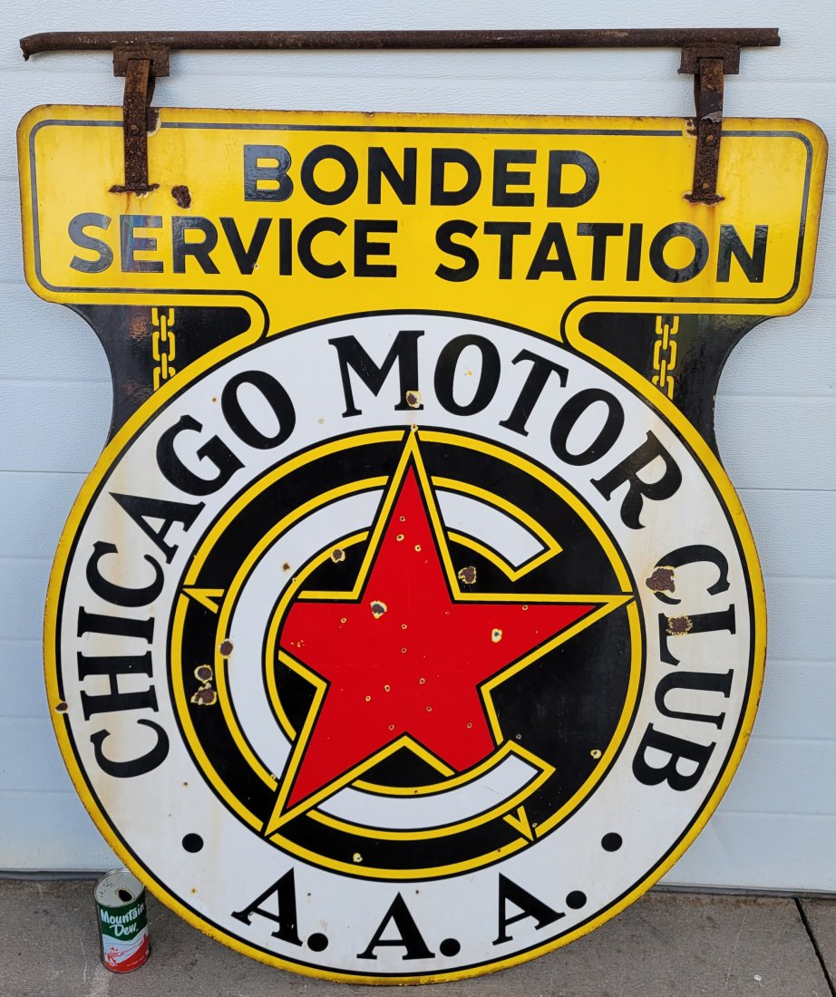 Chicago Motor Club A.A.A. Bonded Service Station porcelain sign (1 of 2)