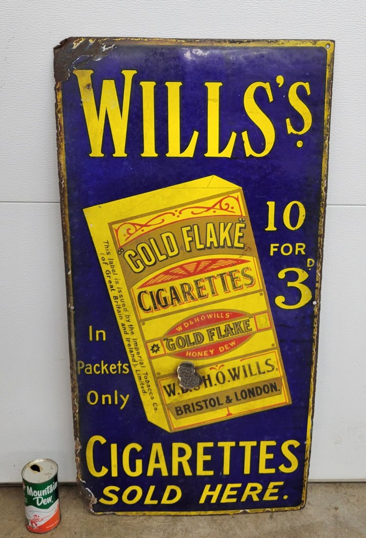 Wills's Cigarettes Gold Flake porcelain sign (1 of 5)
