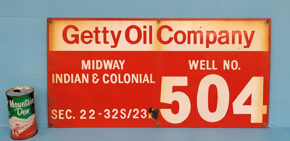 Getty Oil Company single sided porcelain well sign (1 of 2)