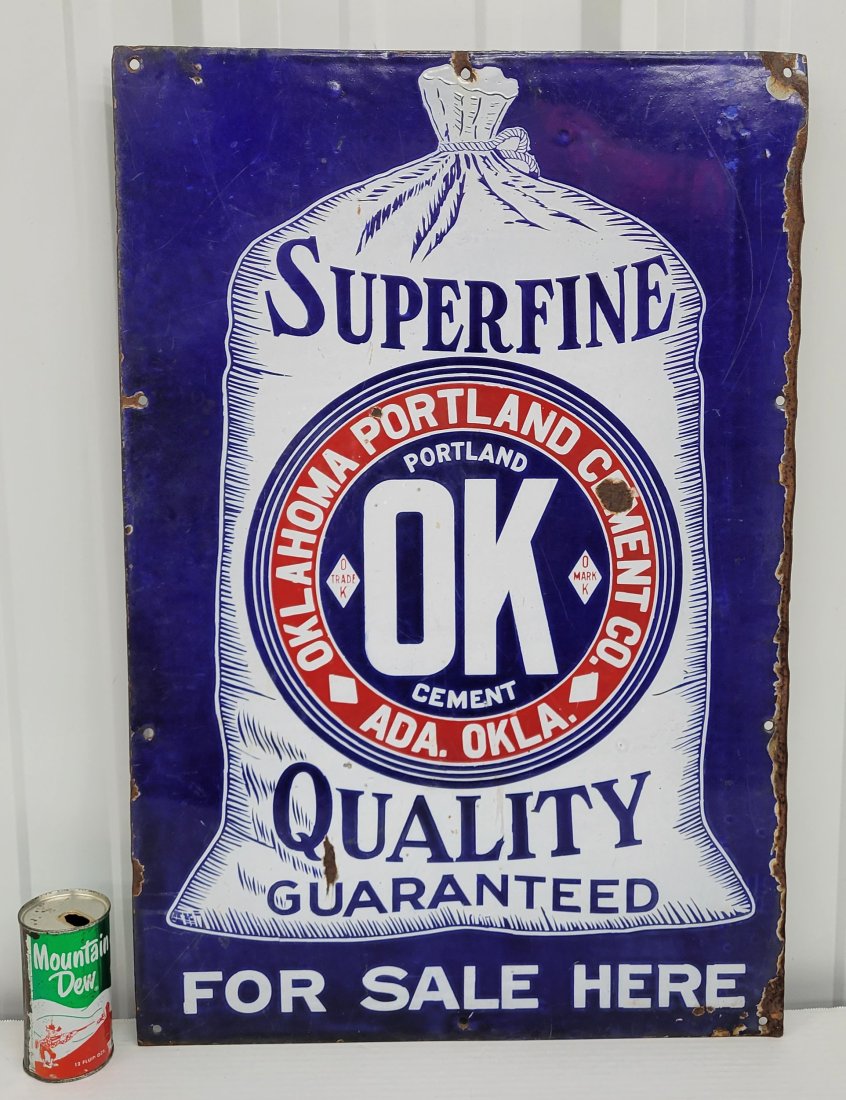 Superfine Quality Oklahoma Portland Cement Co. porcelain sign (1 of 3)