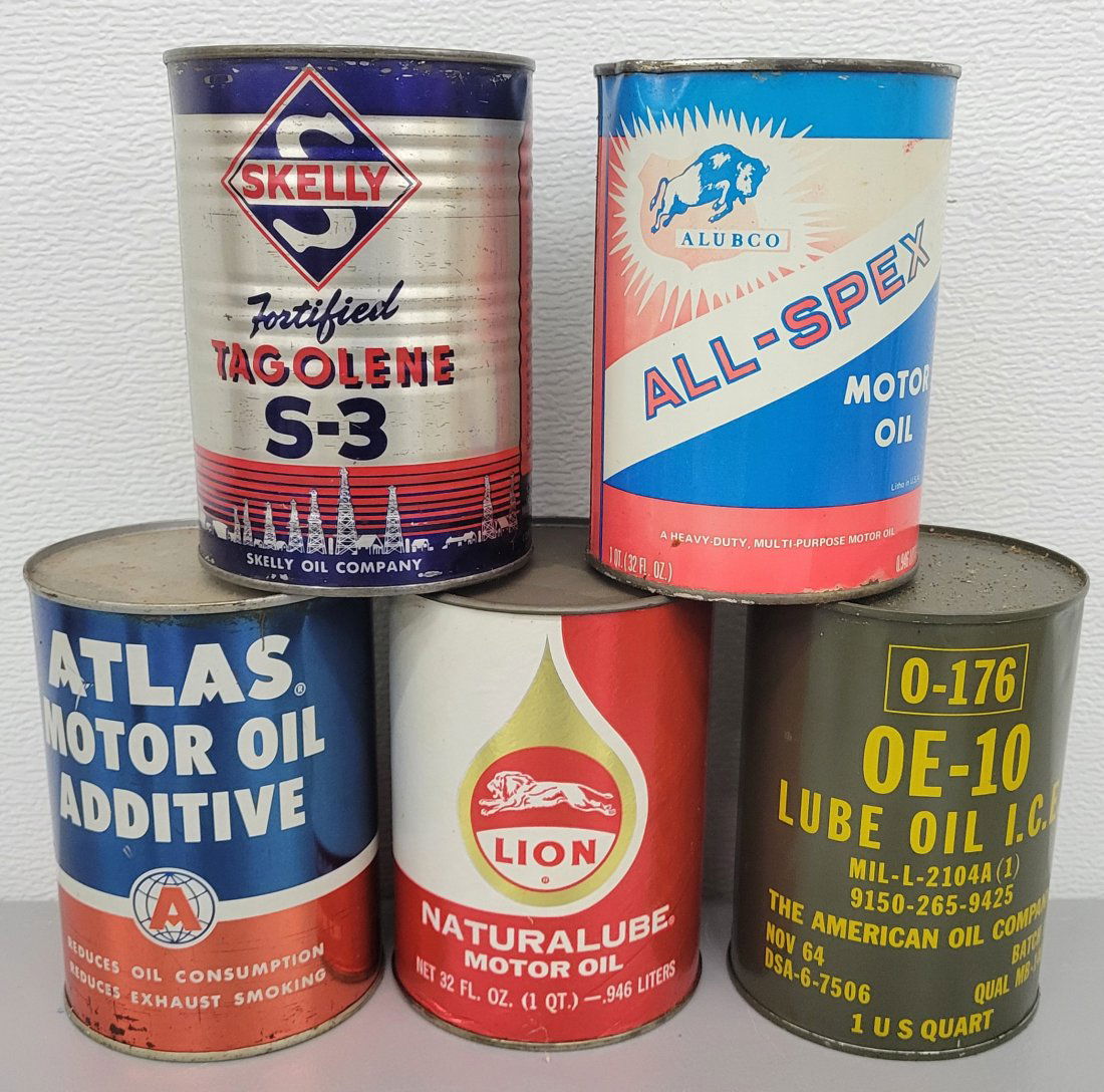 Five  one quart motor oil cans (1 of 2)