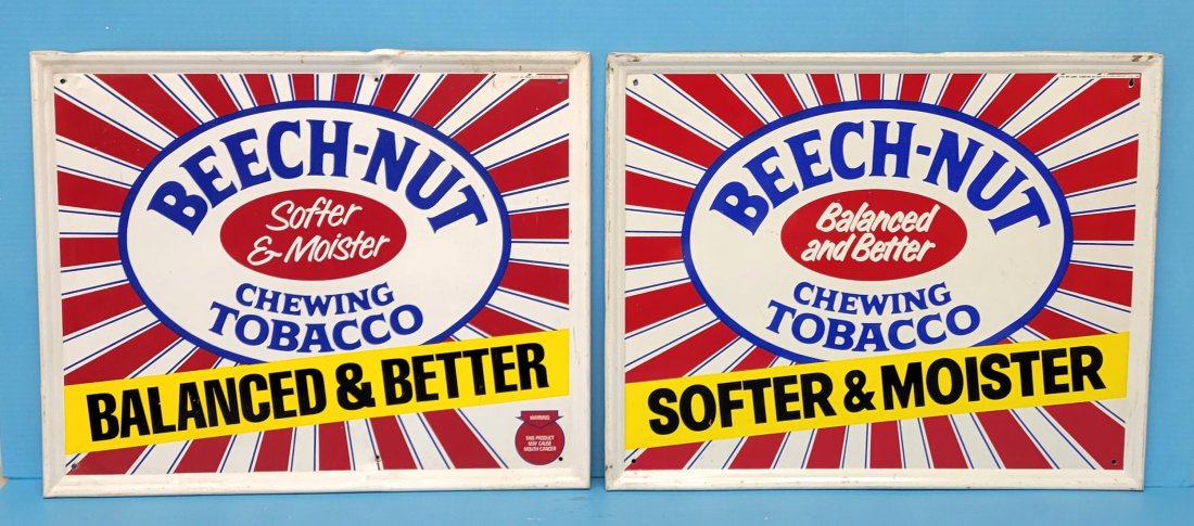 Pair of Beech Nut Chewing Tobacco metal sign (1 of 2)