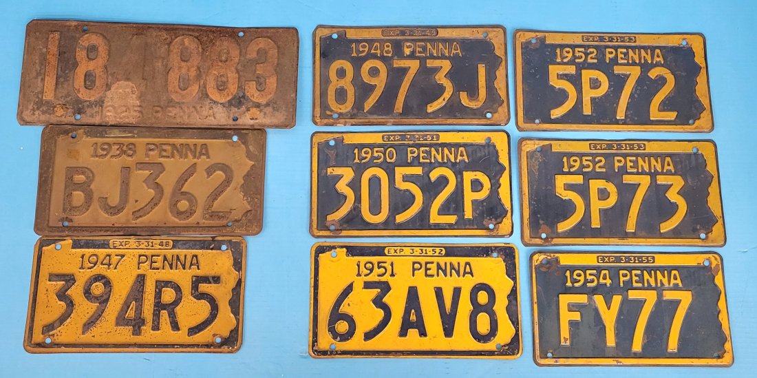 9 Pennsylvania License Plate Tags (1 of 1)