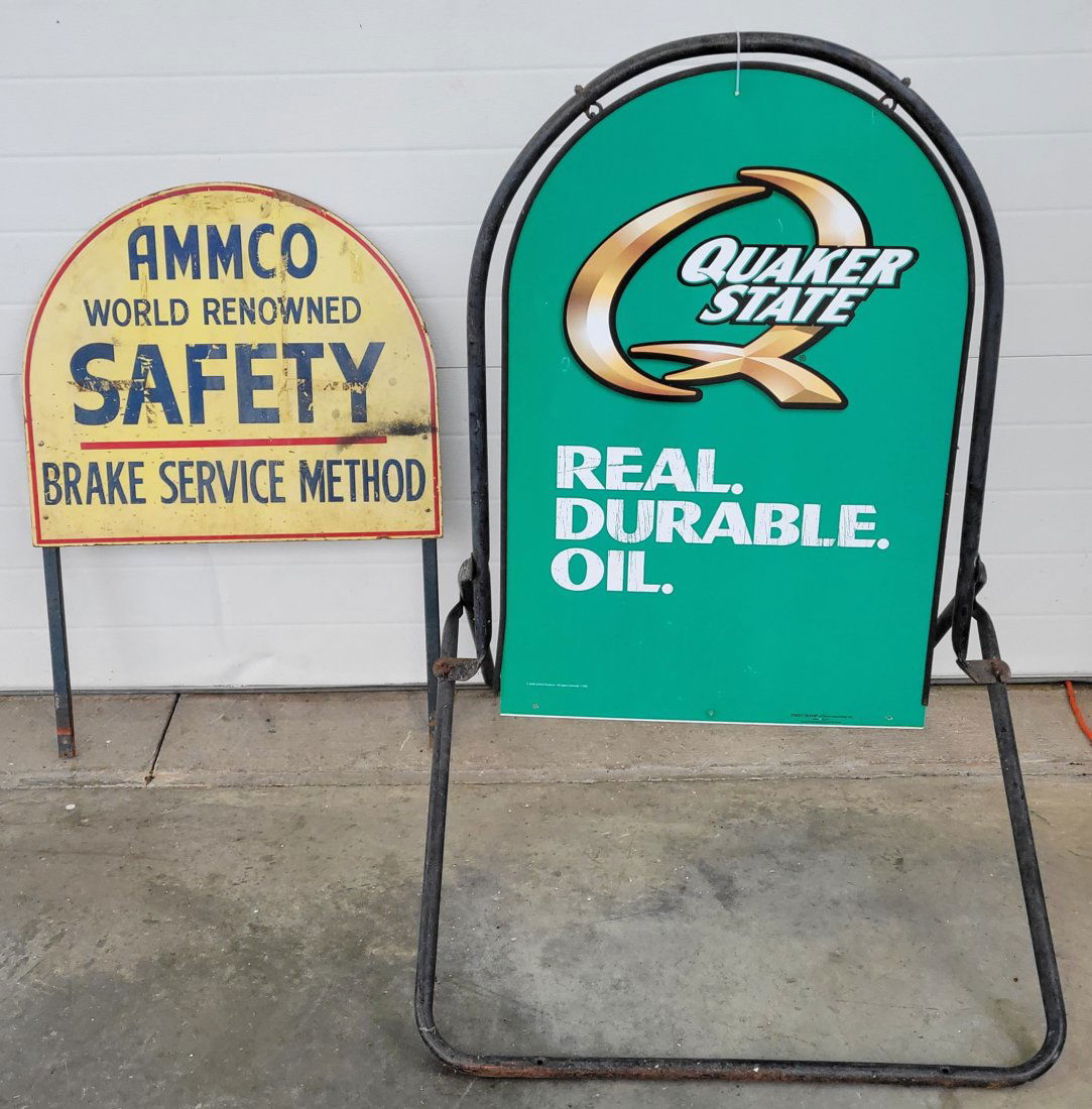 Quaker State curb / sidewalk sign and AMMCO sign (1 of 5)