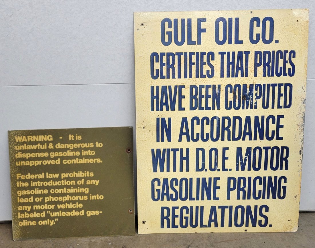 Gulf Motor Co. pricing regulations & gas dispensing warning signs (1 of 2)