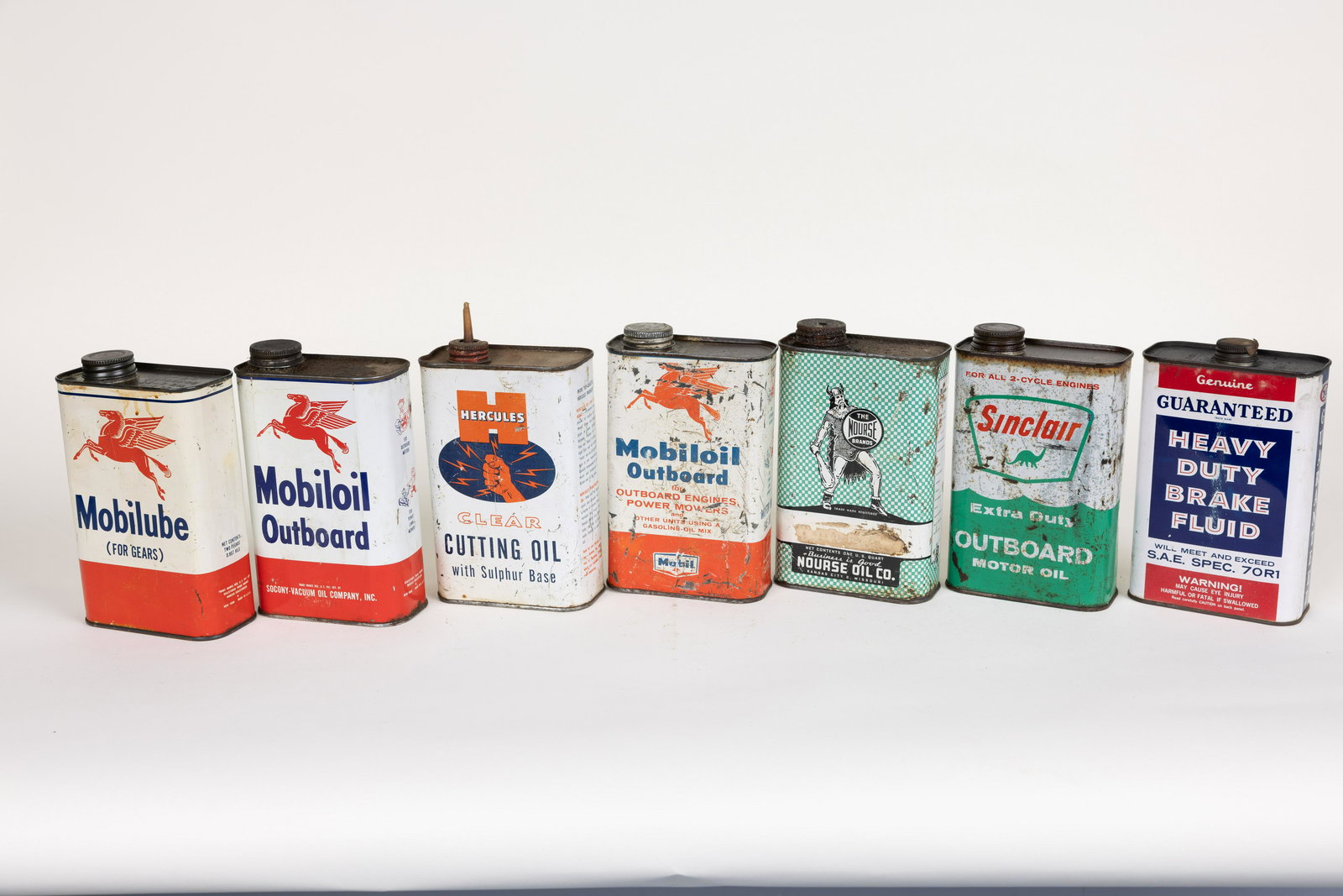 Lot of 7 Assorted 1 Qt. Cans Sinclair Nourse Mobil etc (1 of 2)