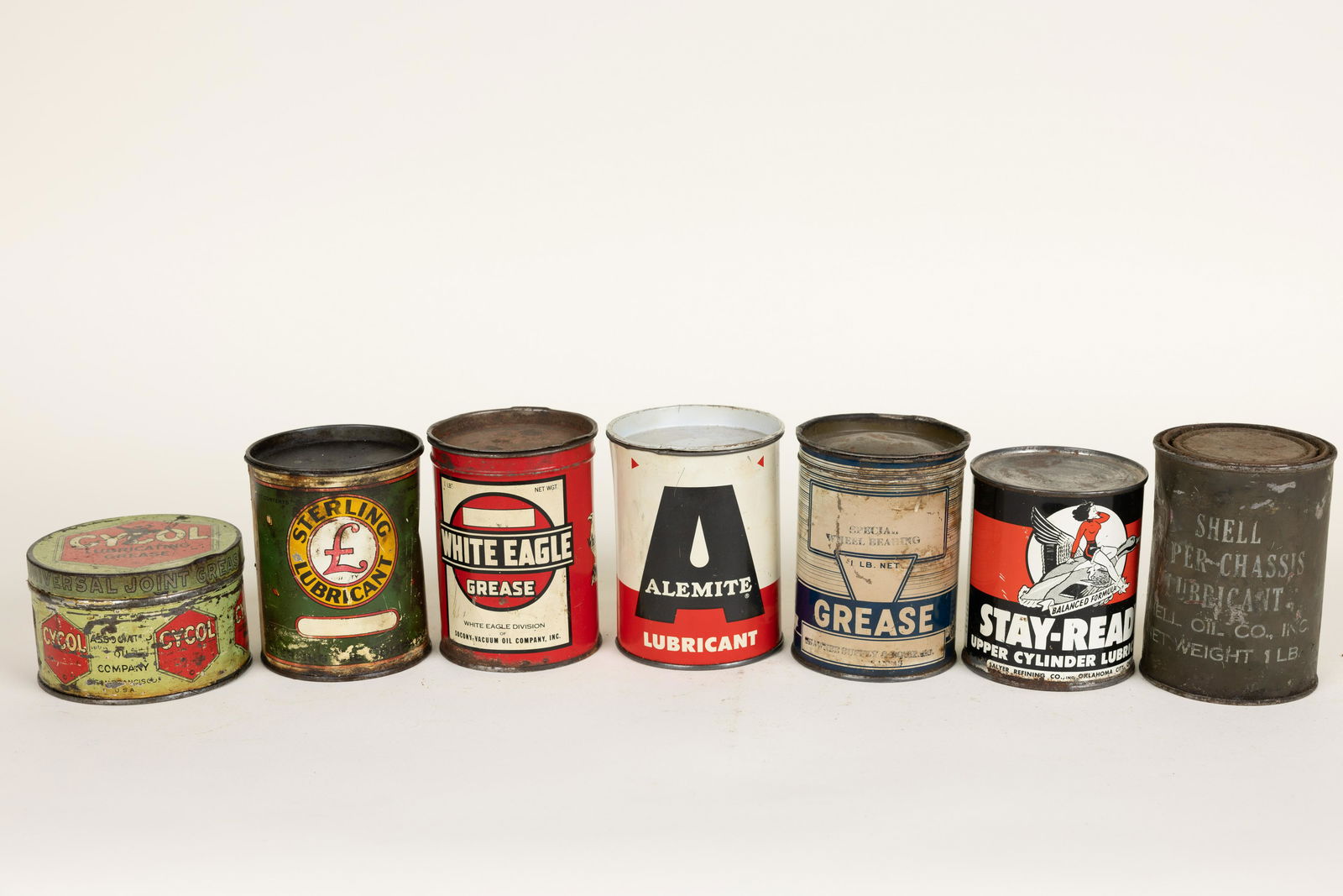 Lot of 7 Grease & Lubricant Cans Associated Shell etc (1 of 2)